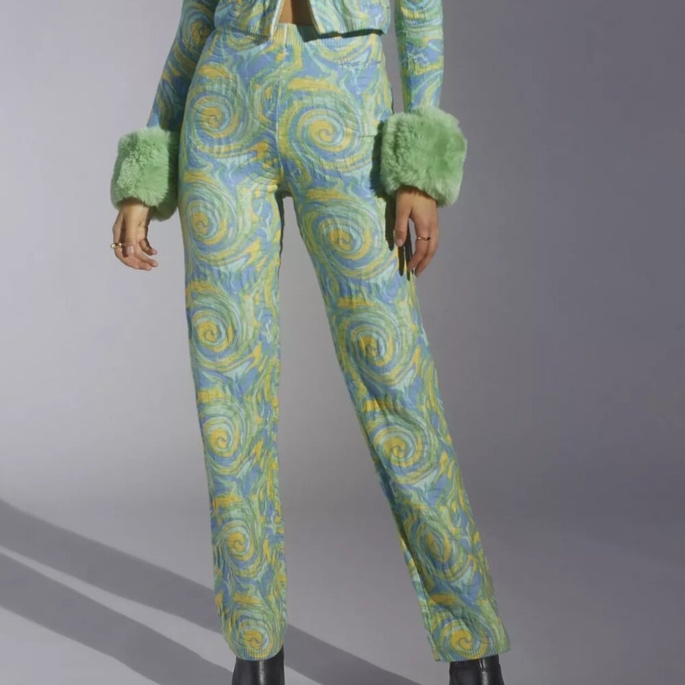 House of Sunny Cypress Peggy Green Knit Pants, size US 2, UK 6, NWOT